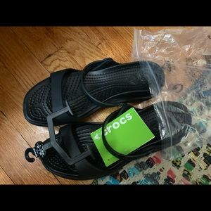 Women’s black croc sandals